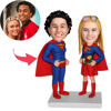 Image de Bobbleheads personnalisés : Couple de super-héros | Bobbleheads personnalisés pour quelqu'un de spécial comme idée cadeau unique - Meilleure idée cadeau pour un anniversaire, Thanksgiving, Noël, etc.