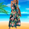Image de Robe hawaïenne personnalisée - Photo de visage de femme personnalisée sur toute la robe hawaïenne - Conception de fleurs et de feuilles - Meilleurs cadeaux pour les femmes - Robe de soirée sur la plage comme cadeau de vacances - copie