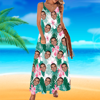 Image de Robe hawaïenne personnalisée - Photo de visage de femme personnalisée sur toute la robe hawaïenne - Feuilles violettes - Meilleurs cadeaux pour femmes - Robe de soirée sur la plage comme cadeau de vacances - copie