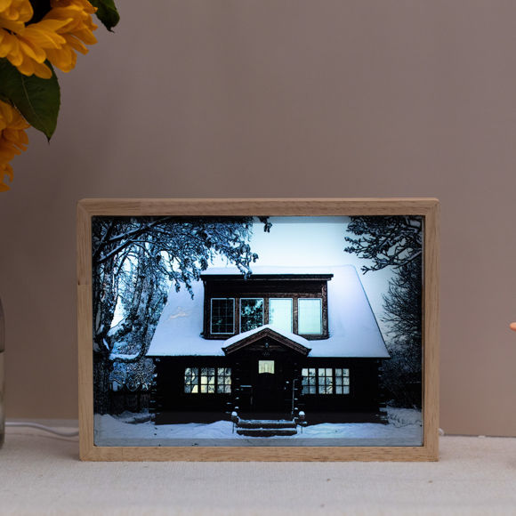 Imagen de Pintura personalizada de la luz de la foto de la casa - Decoración minimalista del hogar - Pintura personalizada del marco de la luz LED del arte de la pared - Los mejores regalos creativos