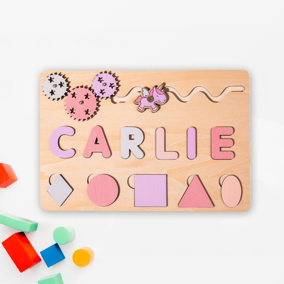 Imagen de Tablero de nombre de rompecabezas de madera personalizado-juguete de regalo personalizado para bebé-rompecabezas de nombre personalizado para niños pequeños-regalo de 1er cumpleaños para bebé niño