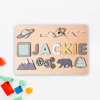 Imagen de Tablero de nombres de rompecabezas de madera personalizado - Regalo de juguete personalizado para bebés y niños - Rompecabezas de nombre personalizado para niños pequeños - Regalo de primer cumpleaños para su bebé