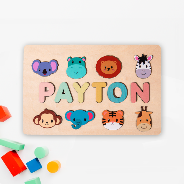 Picture of Personalized Wooden Puzzle Name Board - Custom Toy Gift for Baby - Custom Name Puzzle for Toddlers - 1st Birthday Gift for Baby