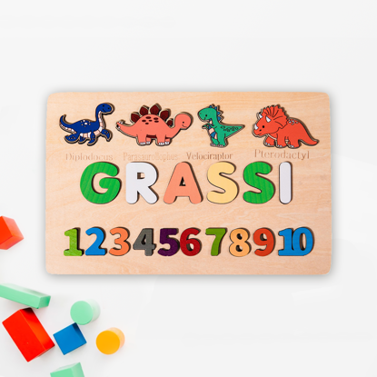 Bild von Tableau de noms de puzzle en bois personnalisé - Cadeau de jouet personnalisé pour bébé et enfants - 1er cadeau d'anniversaire pour bébé mignon