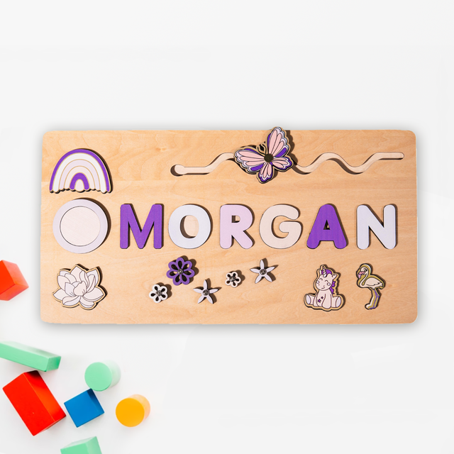 Picture of Personalized Wooden Puzzle Name Board - Custom Toy Gift for Baby - Custom Name Puzzle for Toddlers - 1st Birthday Gift for Baby Girl