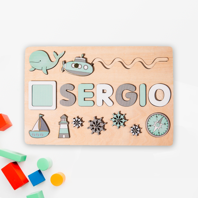 Picture of Personalized Wooden Puzzle Name Board - Custom Gift for Baby and Kids - Custom Name Puzzle - 1st Birthday Gift for Lovely Baby