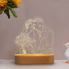Image de Lampe de nuit 3D à base ovale en bois personnalisée pour vos proches | Meilleure idée de cadeaux pour anniversaire, Thanksgiving, Noël, etc.