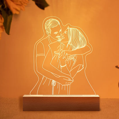 Image de Lampe de nuit 3D à base cuboïde en bois personnalisée pour vos proches | Meilleure idée de cadeaux pour anniversaire, Thanksgiving, Noël, etc.