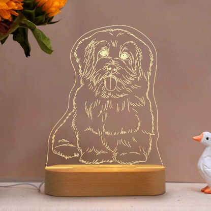 Image de Lampe de nuit 3D à base ovale en bois personnalisée pour vos adorables animaux de compagnie | Meilleure idée de cadeaux pour un anniversaire, Thanksgiving, Noël, etc. 