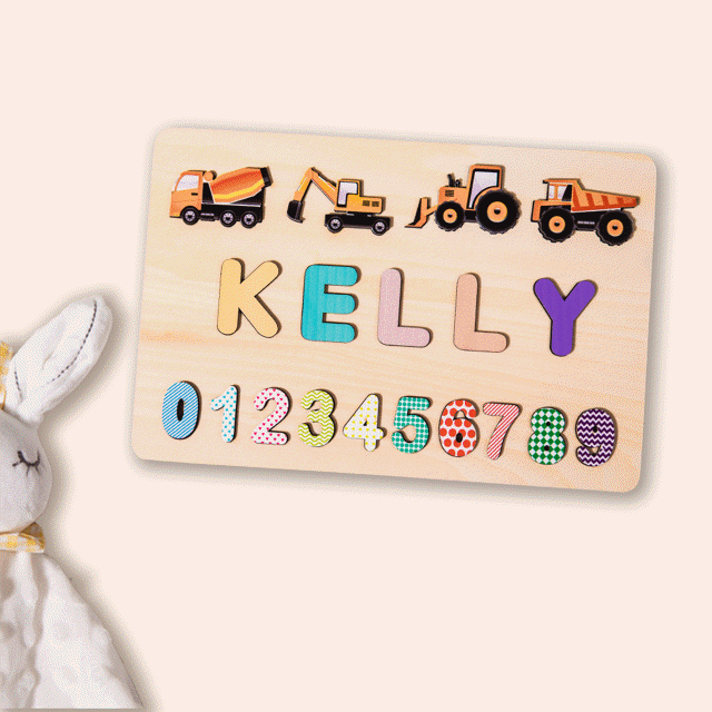 Picture of Personalized Wooden Puzzle Name Board - Custom Toy Gift for Baby and Kids- 1st Birthday Gift for Baby Girl