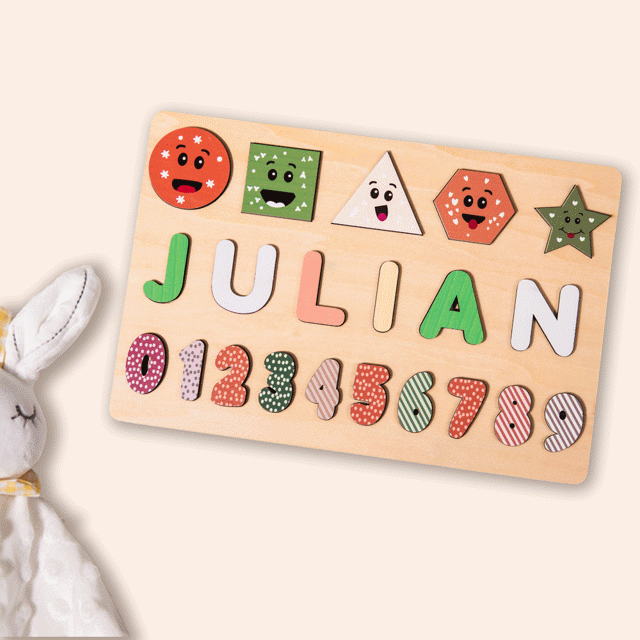 Picture of Personalized Wooden Puzzle Name Board - Custom Toy Gift for Baby and Kids - Custom Name Puzzle for Toddlers - 1st Birthday Gift for Your Baby Girl