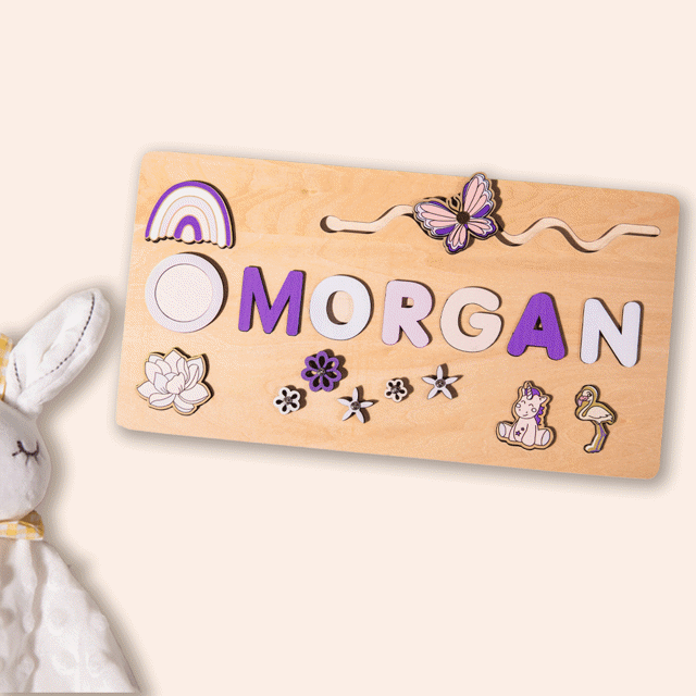 Picture of Personalized Wooden Puzzle Name Board - Custom Toy Gift for Baby - Custom Name Puzzle for Toddlers - 1st Birthday Gift for Baby Girl