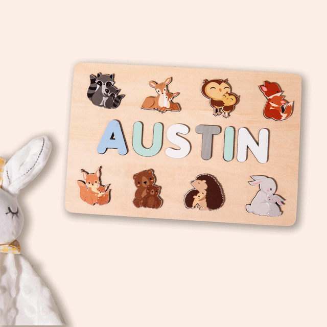Picture of Personalized Wooden Puzzle Name Board - Custom Toy Gift for Baby and Kids- 1st Birthday Gift for Cute Baby Girl