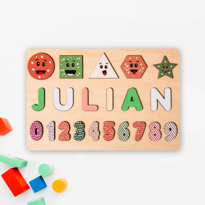 Image de Tableau de noms de puzzle en bois personnalisé - Cadeau personnalisé pour bébé et enfants - Puzzle de nom personnalisé pour les tout-petits - 1er cadeau d'anniversaire pour mon bébé
