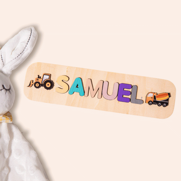 Image de Tableau de noms de puzzle en bois personnalisé - Cadeau personnalisé pour bébé et enfants - Puzzle de nom personnalisé - Jouet de 1er anniversaire pour fille