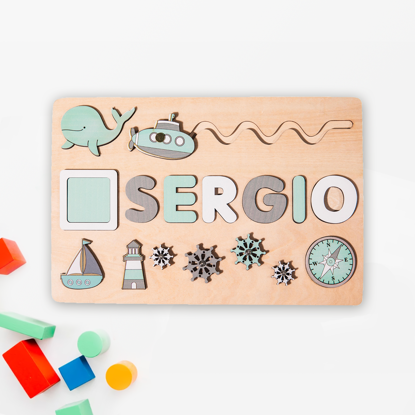Afbeeldingen van Gepersonaliseerde houten puzzel naambord - aangepast cadeau voor baby en kinderen - aangepaste naampuzzel - 1e verjaardag speelgoed voor zoon