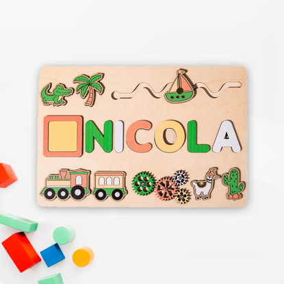 Afbeeldingen van Gepersonaliseerde houten puzzel naambord - aangepast cadeau voor baby en kinderen - aangepaste naampuzzel