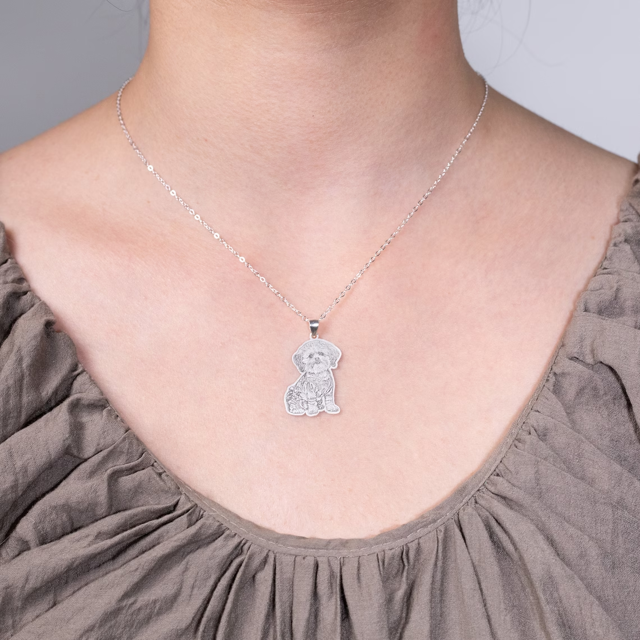 Picture of Personalized Photo Necklace in 925 Sterling Silver w/ 5 Design Options - Customize With Your Best Photo - Best Mother's Day, Anniversary, Christmas Gift