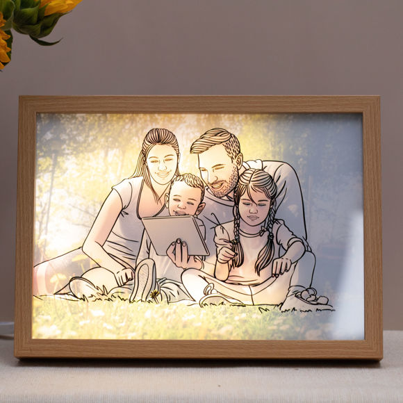 Image de Peinture lumineuse photo de famille personnalisée - Décoration intérieure minimaliste - Peinture de cadre lumineux d'art LED personnalisée - Meilleurs cadeaux créatifs