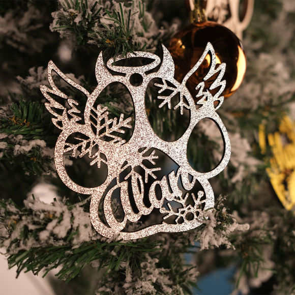 Bild von Personalisierter Hundepfoten-Ornament – Personalisierter Weihnachtsnamen-Ornament – Haustier-Ornament mit individuellem Namen – Weihnachtsbaumschmuck – Weihnachts-Heimdekoration – 3er-Pack Bundle-Verkauf