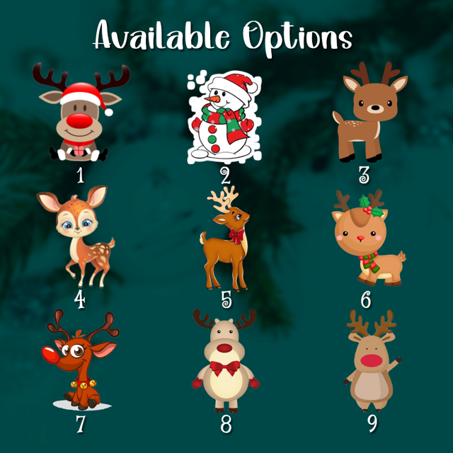 Picture of Personalized Name Wooden Placeholder Ornaments - Custom Cartoon Reindeer Snowman Place Cards - Handmade Christmas Ornaments