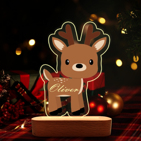 Picture of Cartoon Reindeer Snowman Night Light with Irregular Shape - Personalized It With Your Kid's Name
