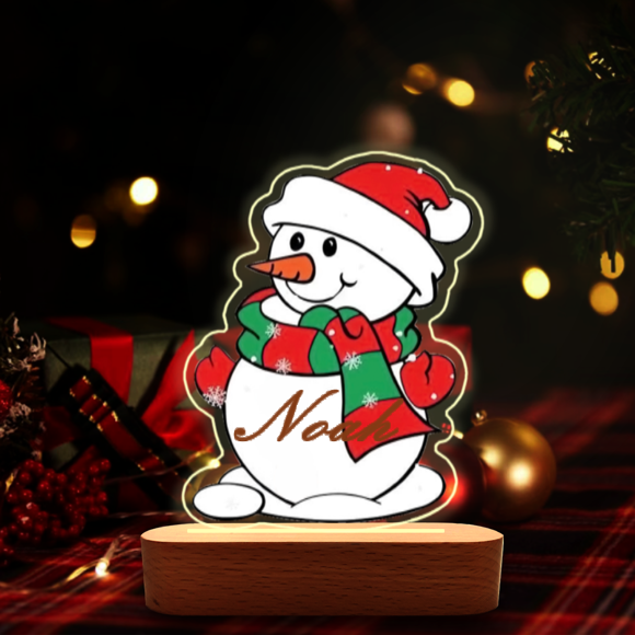 Afbeeldingen van Cartoon rendier sneeuwpop nachtlampje met onregelmatige vorm - gepersonaliseerd met de naam van uw kind - beste cadeau-idee voor verjaardag, Thanksgiving, Kerstmis enz.