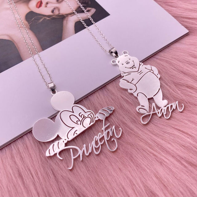 Picture of Custom Name Necklace with Cartoon Character - Personalized Jewelry Gift for Children, Girlfriends etc.
