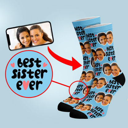 Bild von Best Sister Socks Custom Sister Gifts Photo Socks Customized Sister Gift – Personalisierte lustige Fotogesichtssocken für Männer und Frauen