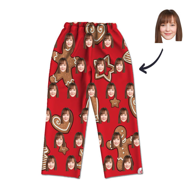 Picture of Custom Face Photo Long Sleeves Pajamas Set in Red Christmas Style - Best Gift for Lover, Family Member etc.