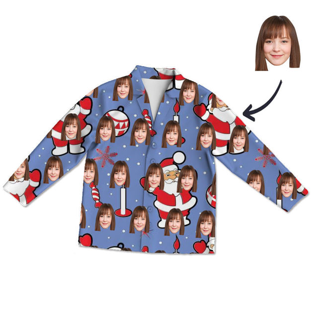 Picture of Customized Face Photo Long Sleeve Pajama Set Christmas Style Santa Claus - Best Gift For Your Loved Ones, Family And More.