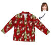 Imagen de Conjunto de pijama de manga larga rojo con foto de cara personalizada, estilo navideño: el mejor regalo para sus seres queridos, familiares, etc.