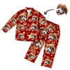 Imagen de Conjunto de pijama rojo de manga larga con foto de cara personalizada, estilo navideño: el mejor regalo para familiares, amigos y más.