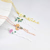 Image de Collier avec nom personnalisé en argent sterling 925, pendentif floral de naissance coloré personnalisé, collier avec nom