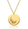 Image de Collier avec nom personnalisé, Simple, lune, naissance, disque Floral, pendentif, pièce de monnaie gravée