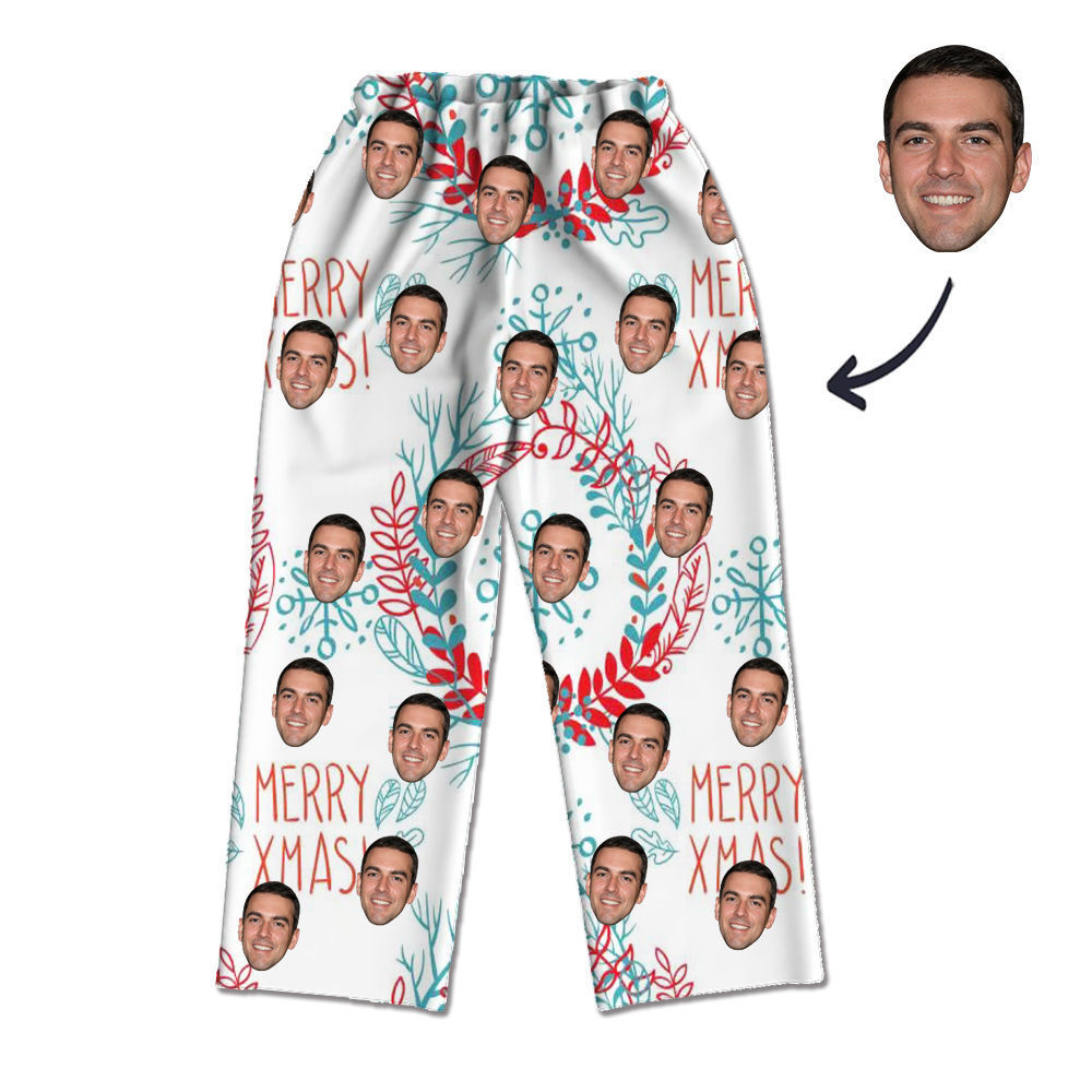 Customized Christmas Style Pajamas - Personalized Face Photo White Long ...