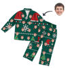 Image de Pyjama de style de Noël personnalisé – Ensemble de pyjama vert à manches longues avec photo de visage personnalisée Style de Noël vert – Meilleur cadeau pour la famille et les amis