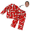 Image de Pyjamas de style de Noël personnalisés - Ensemble de pyjama à manches longues avec photo de visage personnalisée Style de Noël rouge - Meilleur cadeau pour la famille et les amis