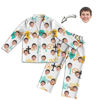 Picture of Customized Face Photo White Long Sleeve Pajama Set Halloween Style - Best Gift for Loved Ones, Family and More.