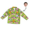 Imagen de Conjunto de pijama de manga larga verde con foto de cara personalizada estilo Halloween: el mejor regalo para seres queridos, familiares y más.