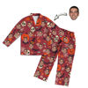 Imagen de Conjunto de pijama de manga larga rojo con foto de cara personalizada estilo Halloween: el mejor regalo para seres queridos, familiares y más.