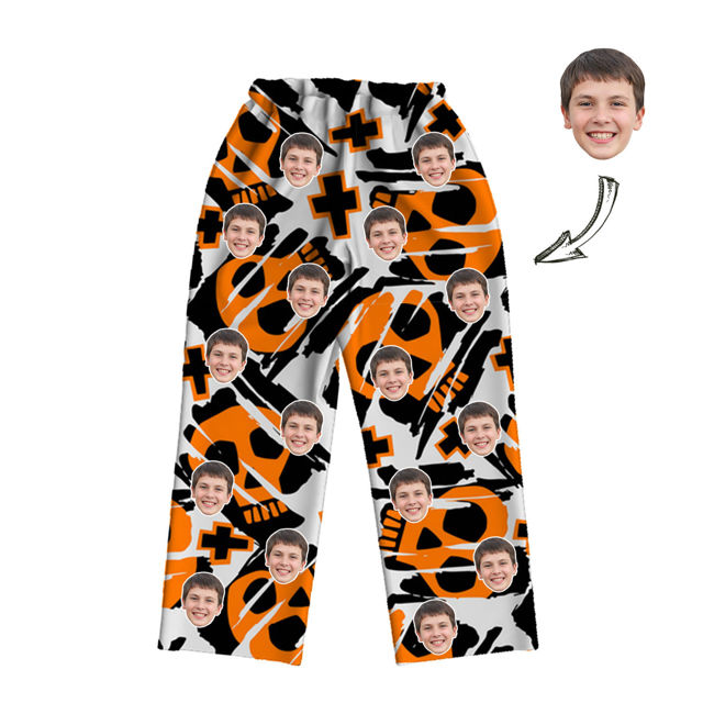 Picture of Customized Face Photo Skull Long Sleeve Pajama Set Halloween Style - Best Gift for Loved Ones, Family and More.