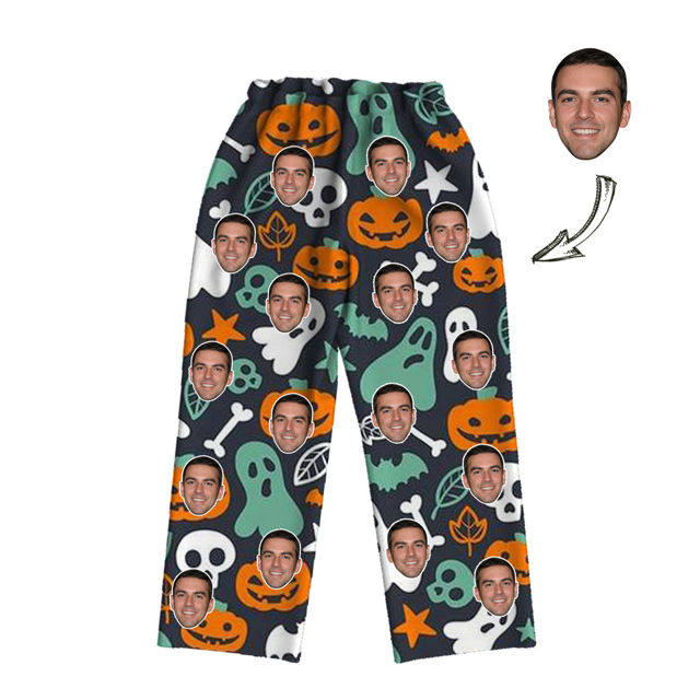Picture of Customized Face Photo Halloween Style Long Sleeve Pajama Set - The best gift for your loved ones, family, and more.