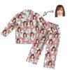 Imagen de Conjunto de pijama de manga larga rosa con foto de cara personalizada estilo Halloween: el mejor regalo para seres queridos, familiares y más.