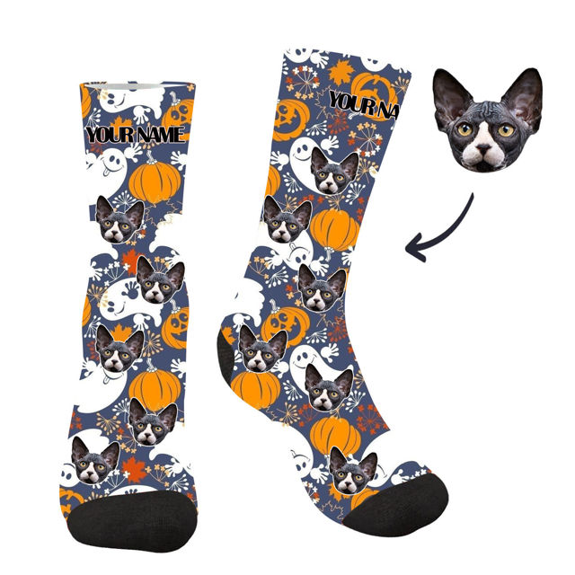 Picture of Personalized Face Photo Halloween Custom Socks – The Best Gift for Family, Friends, and More