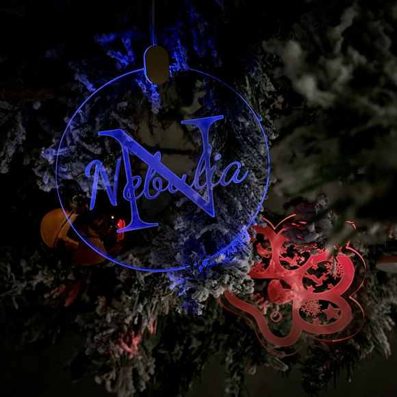 Image de Nom personnalisé Acrylique Suspendu LED Ornements d’éclairage de nuit - Ornement personnalisé de nom d’arbre de Noël - Décoration d’intérieur de Noël - Ventes groupées de 3 paquets