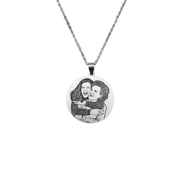 Picture of Personalized Photo Necklace in 925 Sterling Silver w/ 5 Design Options - Customize With Your Best Photo - Best Mother's Day, Anniversary, Christmas Gift