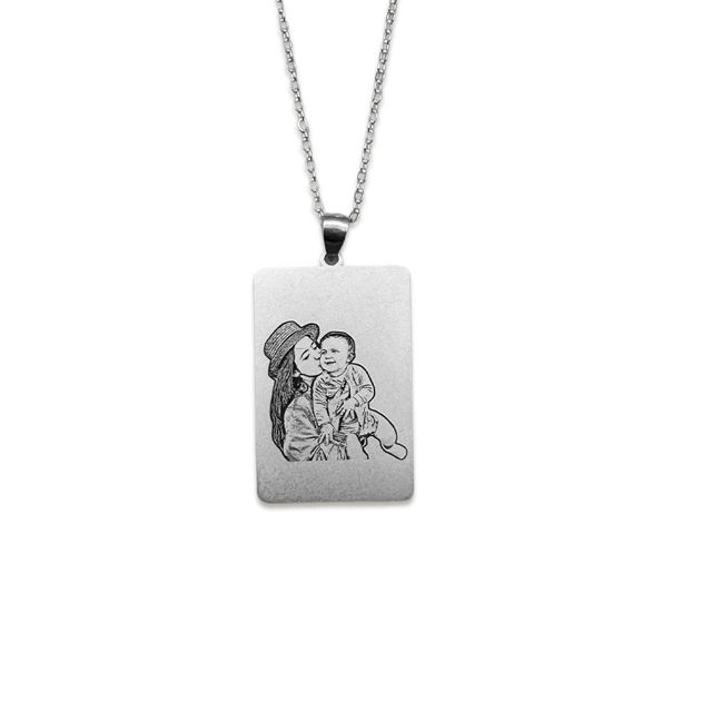 Picture of Personalized Photo Necklace in 925 Sterling Silver w/ 5 Design Options - Customize With Your Best Photo - Best Mother's Day, Anniversary, Christmas Gift