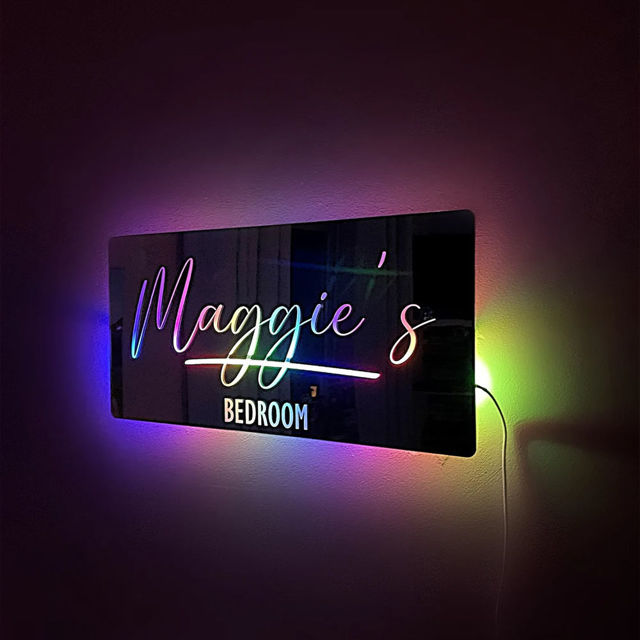 Picture of Personalized Name LED Neon Mirror | Custom Illuminated Name Mirror Sign | Cool Bedroom Decoration or Party Decoration