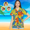Bild von Benutzerdefiniertes Gesichtsfoto-Hawaii-Hemd – Benutzerdefiniertes Frauen-Gesichts-Hemd mit Allover-Print-Hawaii-Hemd – Beste Geschenke für Frauen – Bunte Blätter – T-Shirts als Weihnachtsgeschenke